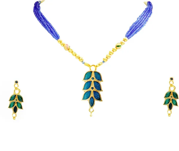 Assamese_Traditional_Gold_Plated_Blue_Color_Patti_Design_Tassel_Jewellery_Set_For_Women